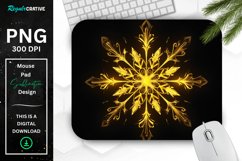 Neon Glowing Yellow Snowflake Mouse Pad Product Image 1