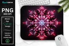 Neon Glowing Maroon Snowflake Mouse Pad Product Image 1