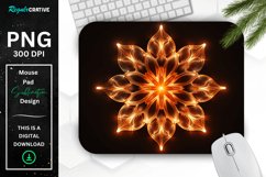 Neon Glowing Orange Snowflake Mouse Pad Product Image 1