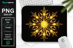 Neon Glowing Yellow Snowflake Mouse Pad Product Image 1