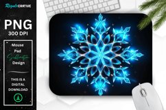 Neon Glowing Blue Snowflake Mouse Pad Product Image 1