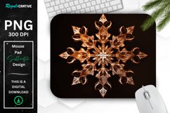 Neon Glowing Brown Snowflake Mouse Pad Product Image 1