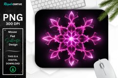 Neon Glowing Magenta Snowflake Mouse Pad Product Image 1