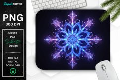 Neon Glowing Indigo Snowflake Mouse Pad Product Image 1