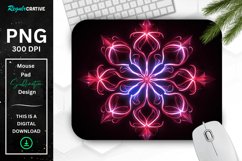 Neon Glowing Maroon Snowflake Mouse Pad Product Image 1