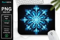 Neon Glowing Cyan Snowflake Mouse Pad Product Image 1