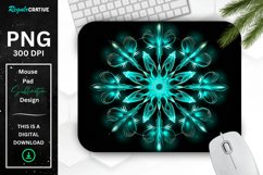 Neon Glowing Teal Snowflake Mouse Pad Product Image 1