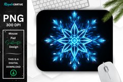 Neon Glowing Blue Snowflake Mouse Pad Product Image 1