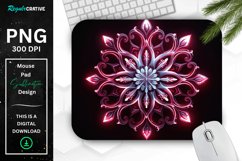 Neon Glowing Maroon Snowflake Mouse Pad Product Image 1