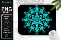 Neon Glowing Teal Snowflake Mouse Pad Product Image 1