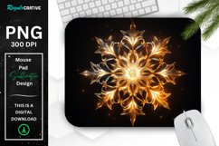 Neon Glowing Gold Snowflake Mouse Pad Product Image 1