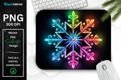 Neon Glowing Rainbow Snowflake Mouse Pad Product Image 1