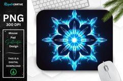Neon Glowing Cyan Snowflake Mouse Pad Product Image 1