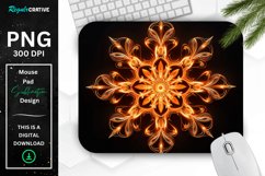 Neon Glowing Orange Snowflake Mouse Pad Product Image 1