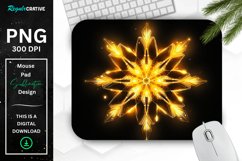 Neon Glowing Yellow Snowflake Mouse Pad Product Image 1