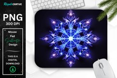 Neon Glowing Indigo Snowflake Mouse Pad Product Image 1