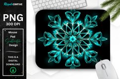 Neon Glowing Teal Snowflake Mouse Pad Product Image 1