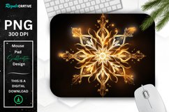 Neon Glowing Gold Snowflake Mouse Pad Product Image 1