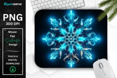 Neon Glowing Blue Snowflake Mouse Pad Product Image 1