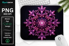 Neon Glowing Magenta Snowflake Mouse Pad Product Image 1