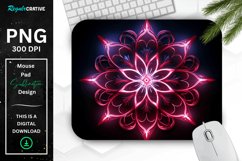 Neon Glowing Maroon Snowflake Mouse Pad Product Image 1