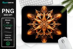 Neon Glowing Orange Snowflake Mouse Pad Product Image 1