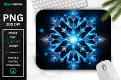 Neon Glowing Blue Snowflake Mouse Pad Product Image 1