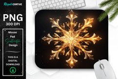 Neon Glowing Gold Snowflake Mouse Pad Product Image 1