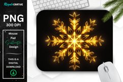 Neon Glowing Yellow Snowflake Mouse Pad Product Image 1