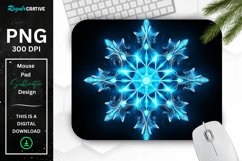 Neon Glowing Blue Snowflake Mouse Pad Product Image 1