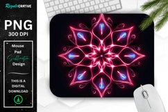 Neon Glowing Maroon Snowflake Mouse Pad Product Image 1