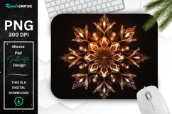 Neon Glowing Brown Snowflake Mouse Pad Product Image 1
