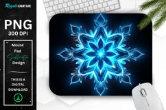Neon Glowing Blue Snowflake Mouse Pad Product Image 1