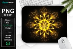 Neon Glowing Yellow Snowflake Mouse Pad Product Image 1