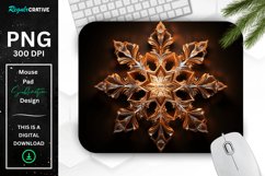 Neon Glowing Brown Snowflake Mouse Pad Product Image 1