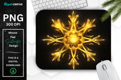 Neon Glowing Yellow Snowflake Mouse Pad Product Image 1