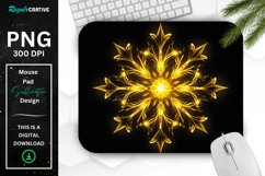 Neon Glowing Yellow Snowflake Mouse Pad Product Image 1