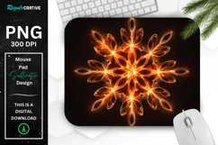 Neon Glowing Orange Snowflake Mouse Pad Product Image 1