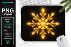 Neon Glowing Yellow Snowflake Mouse Pad Product Image 1