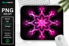 Neon Glowing Magenta Snowflake Mouse Pad Product Image 1