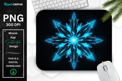 Neon Glowing Cyan Snowflake Mouse Pad Product Image 1