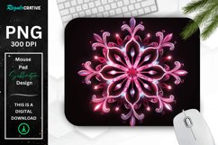 Neon Glowing Maroon Snowflake Mouse Pad Product Image 1