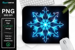Neon Glowing Blue Snowflake Mouse Pad Product Image 1