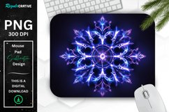 Neon Glowing Indigo Snowflake Mouse Pad Product Image 1