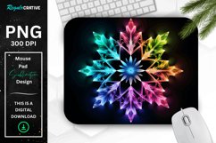 Neon Glowing Rainbow Snowflake Mouse Pad Product Image 1