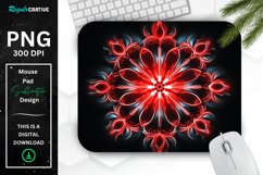 Neon Glowing Red Snowflake Mouse Pad Product Image 1
