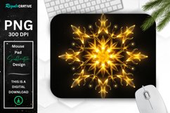 Neon Glowing Yellow Snowflake Mouse Pad Product Image 1