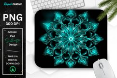 Neon Glowing Teal Snowflake Mouse Pad Product Image 1