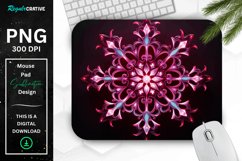 Neon Glowing Maroon Snowflake Mouse Pad Product Image 1