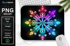 Neon Glowing Rainbow Snowflake Mouse Pad Product Image 1